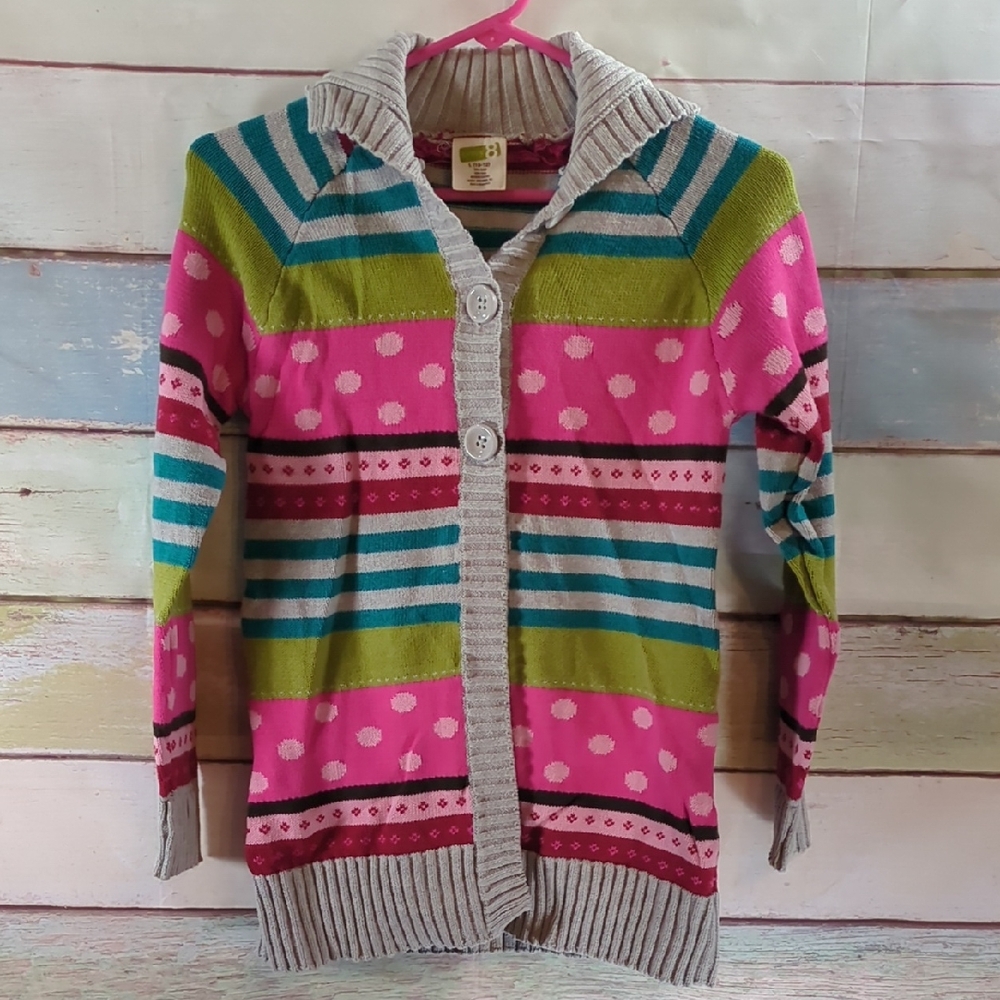 Crazy 8 Colorful Striped and Polka Dot Cardigan